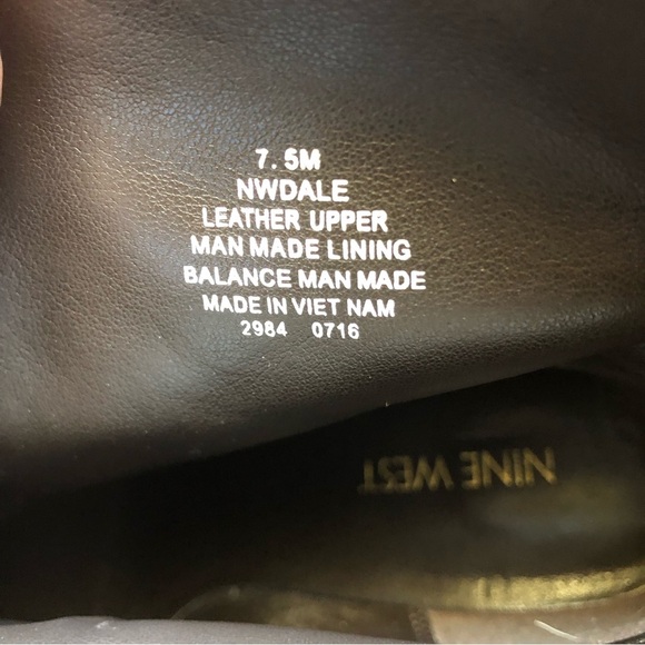 Nine West Dale ankle boot nubuck and suede leather dark chocolate color 7.5 - Picture 6 of 9